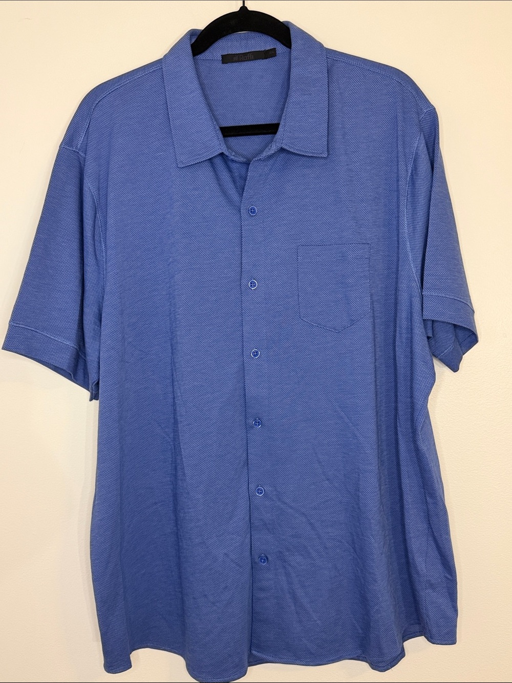 Raffi Blue Men's Short-Sleeve Button-Up Shirt 100% Cotton XXL